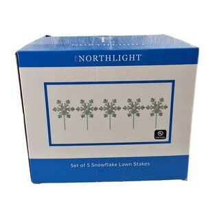 Northlight 5-Piece Lighted Snowflake Christmas Pathway Marker Stakes 5ft